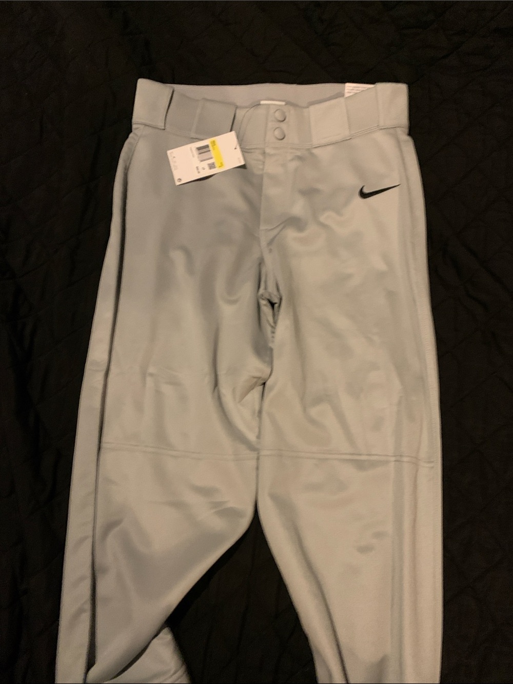 Nike Kids Light Gray Baseball Pants with Black Swoosh